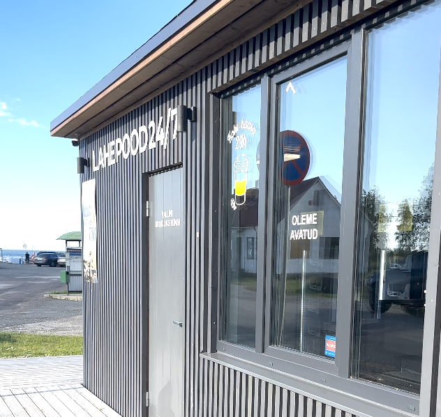 Lahe Pood unmanned store built in a container at Leppneeme Harbour, Estonia, offering a compact, self-service shopping solution.