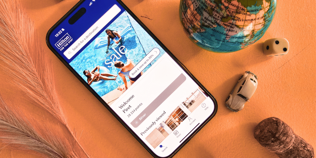 Hilton app showing points and offers