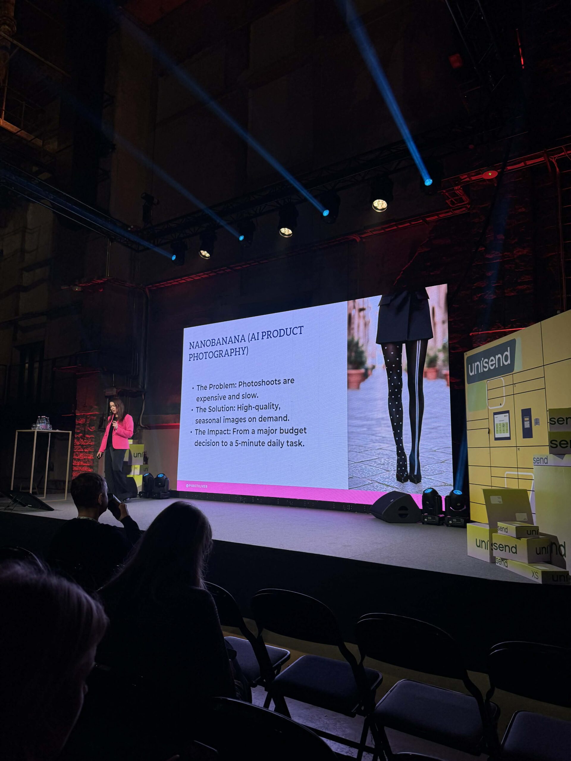 Piret Ilver introducing herself on stage as a full-stack marketer and AI specialist