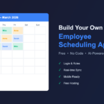 Employee scheduling app interface showing weekly schedule with color-coded shifts